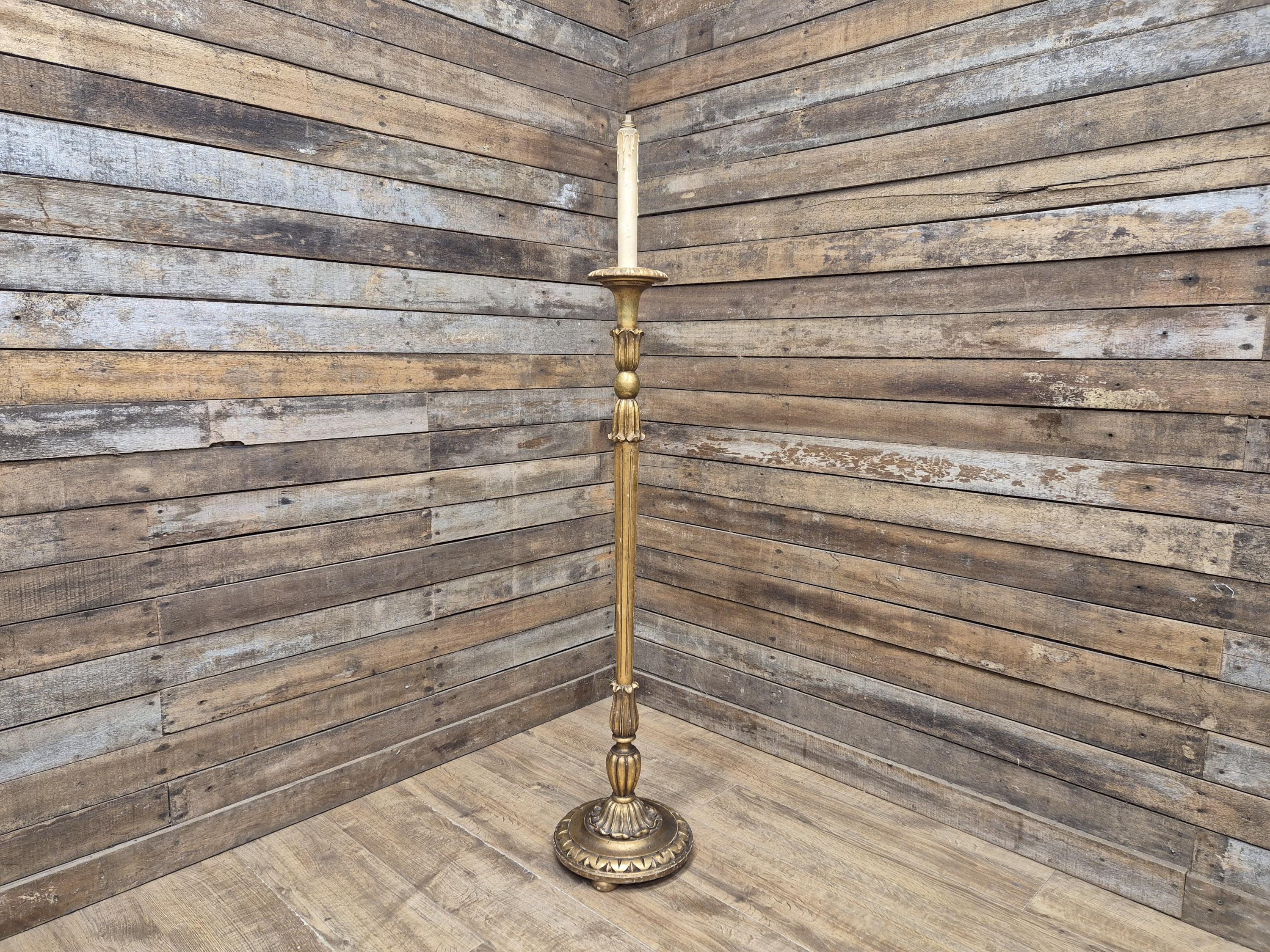 Antique Style Ornate Gold Gilt Wood Floor Lamp Candlestick Lamp Boho lighting