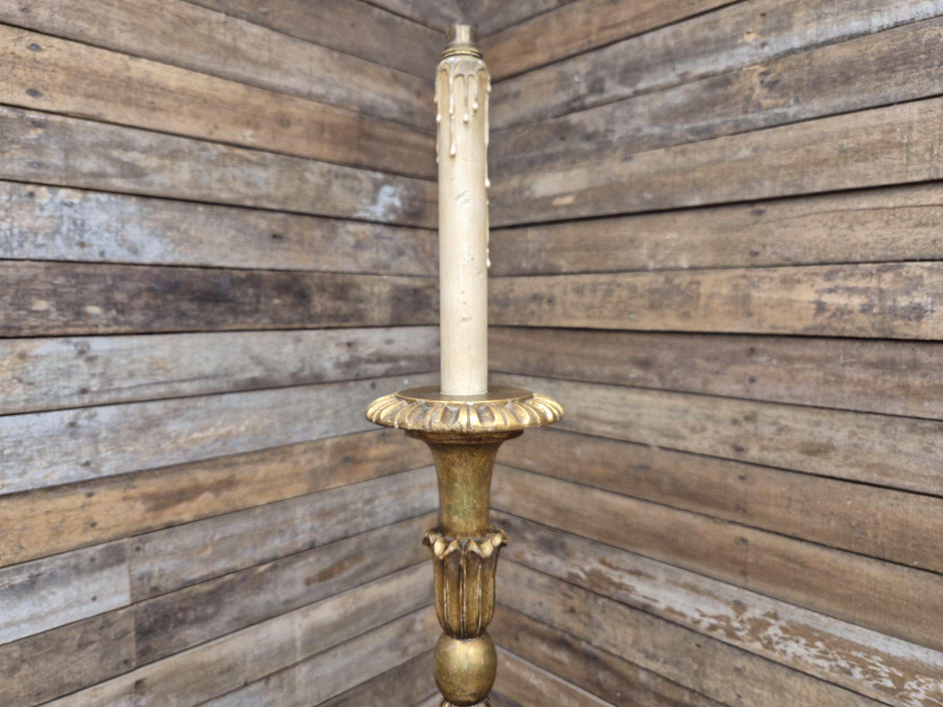 Antique Style Ornate Gold Gilt Wood Floor Lamp Candlestick Lamp Boho lighting