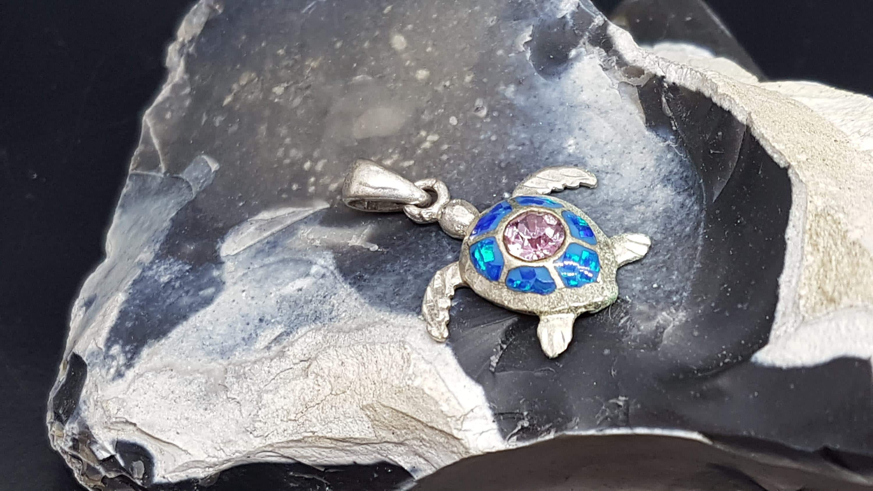 Vintage Sterling Silver Turtle Pendant Charm