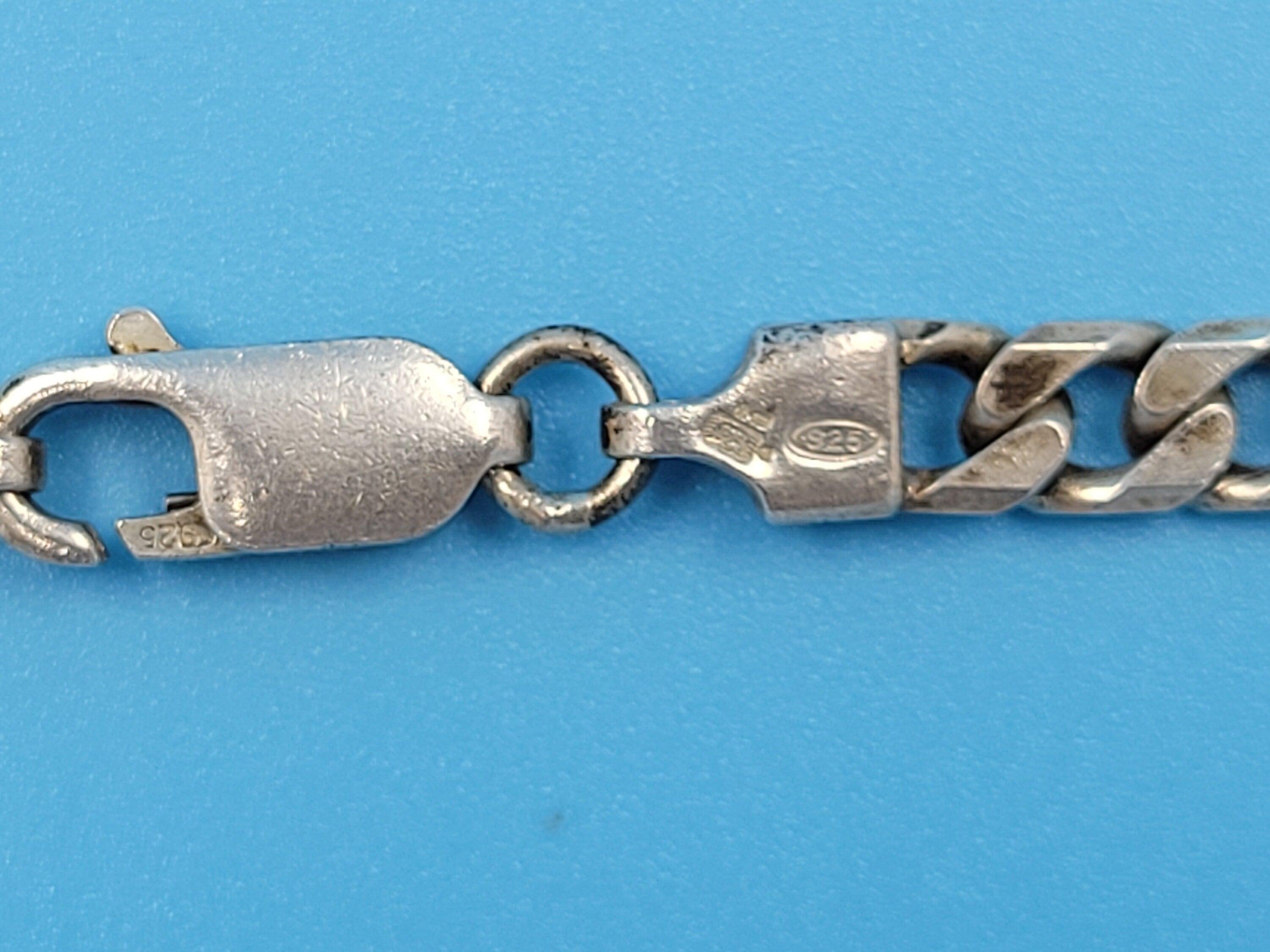 Vintage Sterling Silver Chunky Curb Link Chain Necklace 25.5g 25cm Long