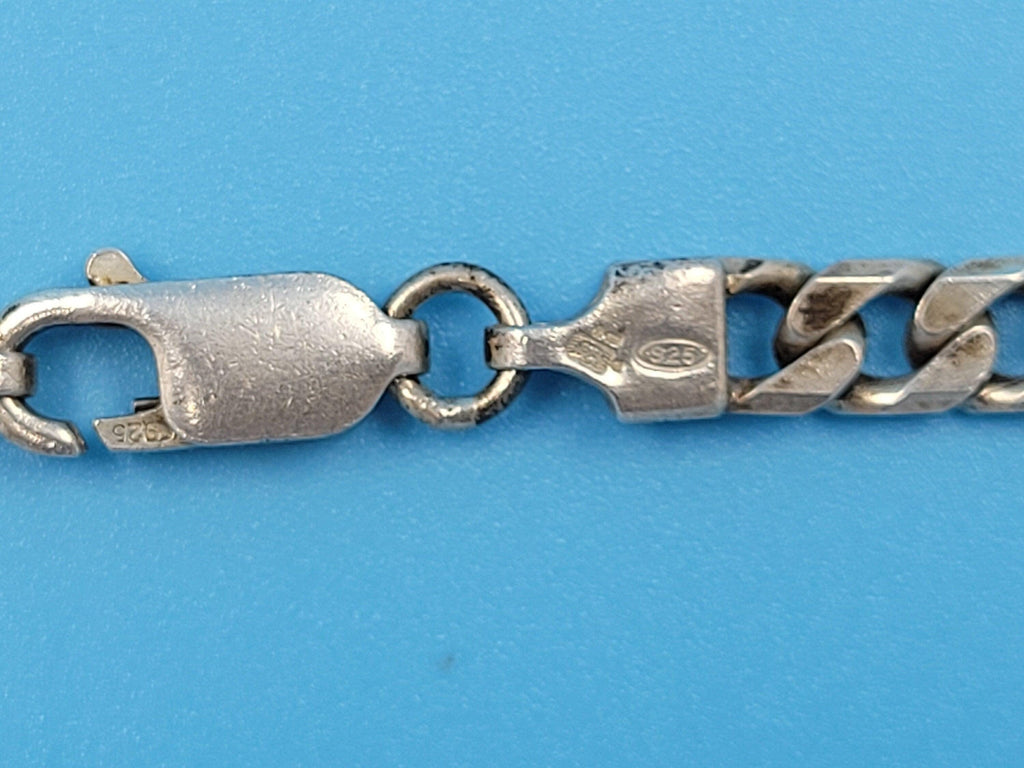 Vintage Sterling Silver Chunky Curb Link Chain Necklace 25.5g 25cm Long