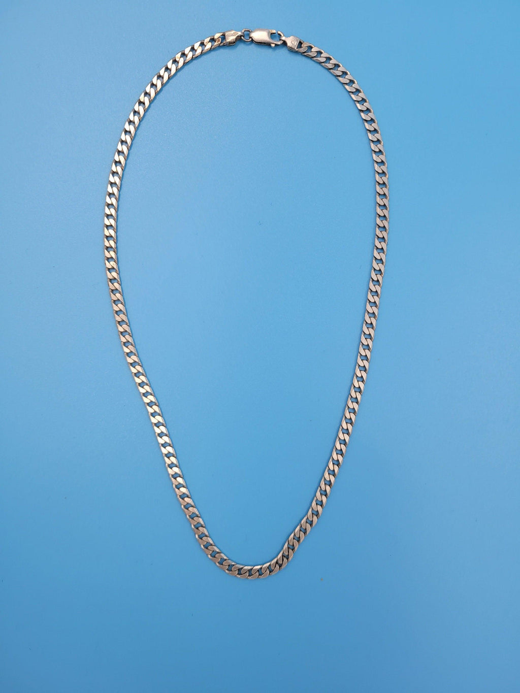 Vintage Sterling Silver Chunky Curb Link Chain Necklace 25.5g 25cm Long