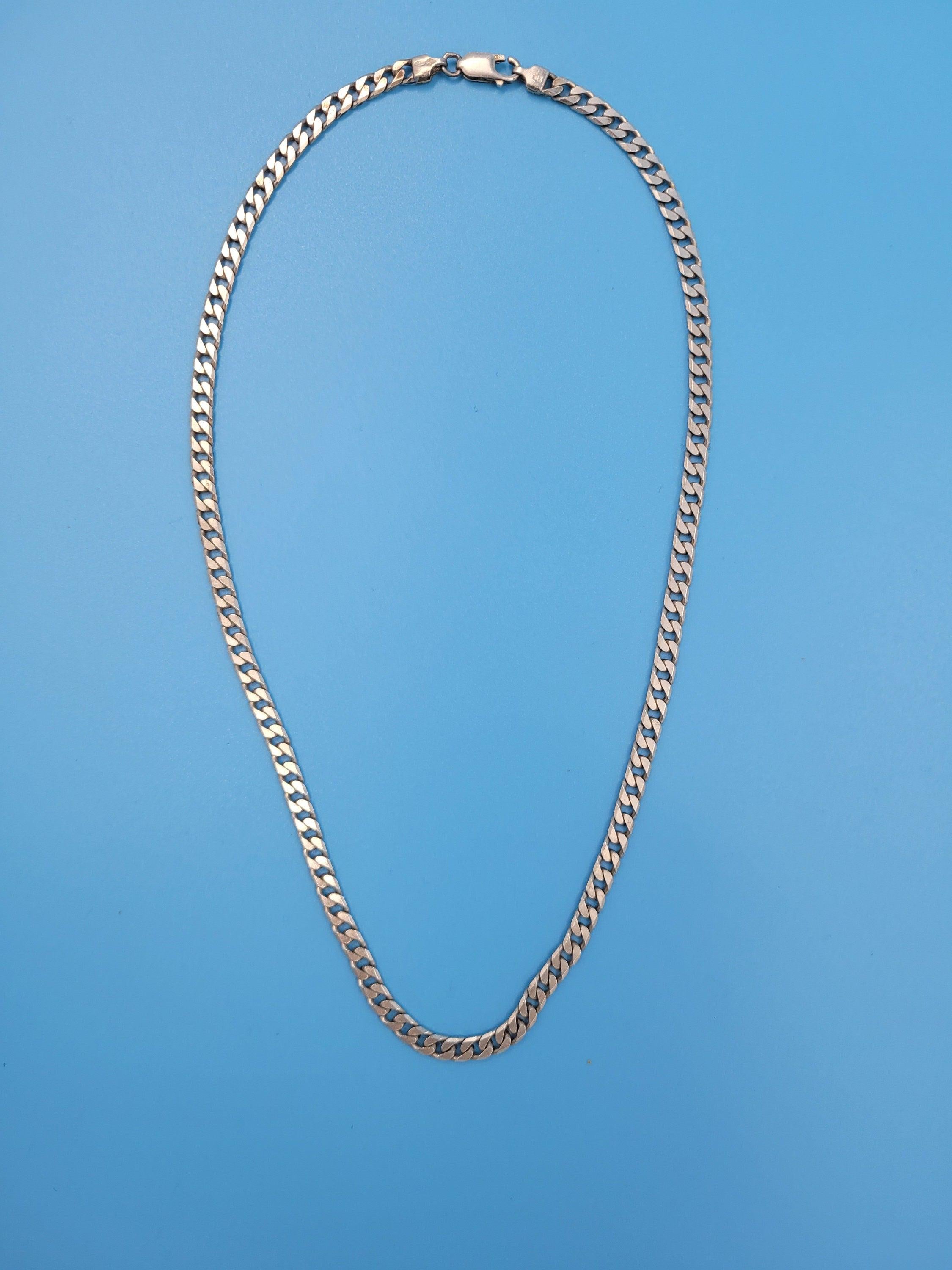 Vintage Sterling Silver Chunky Curb Link Chain Necklace 25.5g 25cm Long