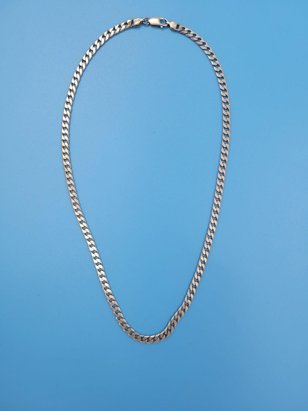 Vintage Sterling Silver Chunky Curb Link Chain Necklace 25.5g 25cm Long