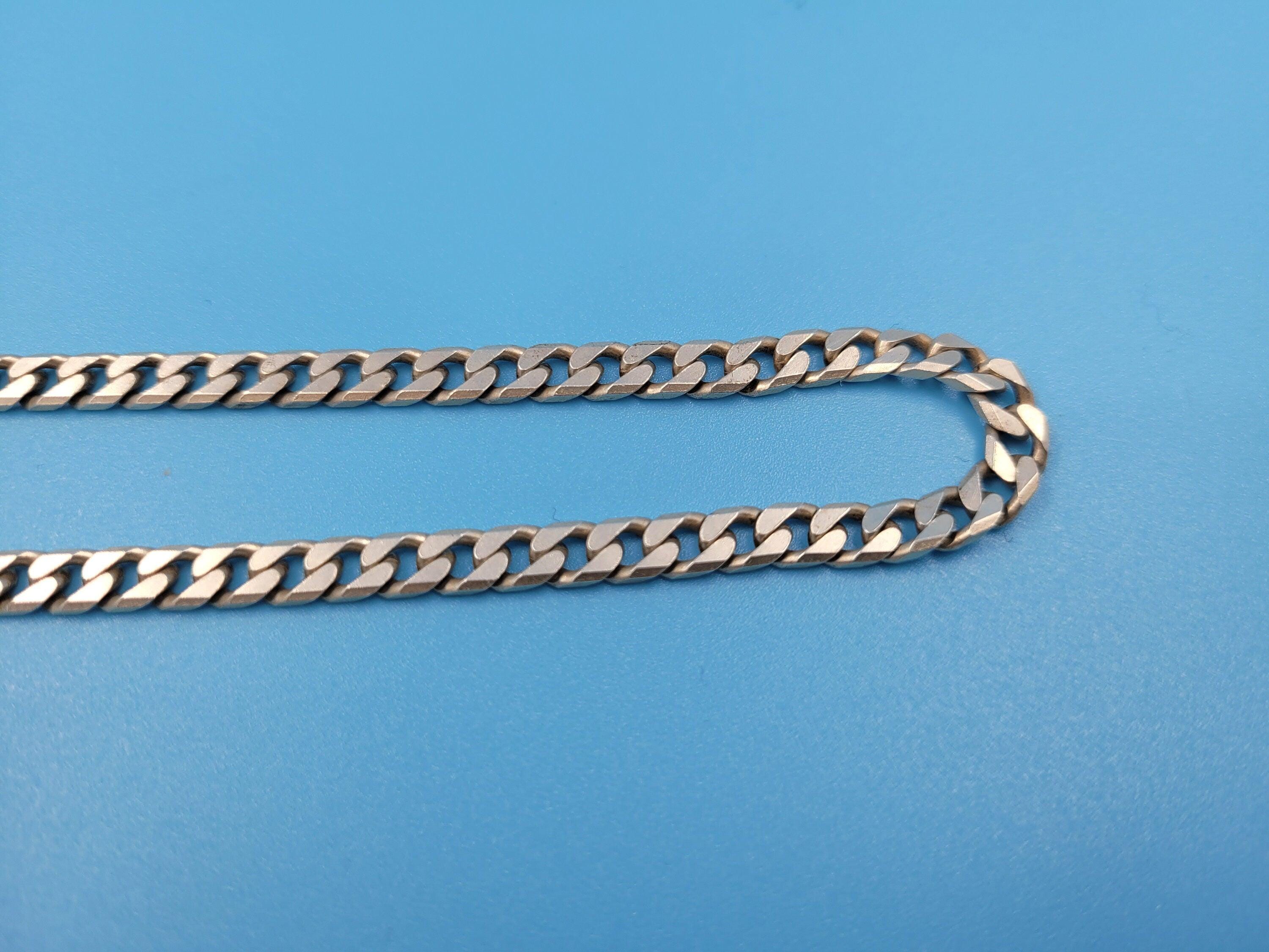 Vintage Sterling Silver Chunky Curb Link Chain Necklace 25.5g 25cm Long