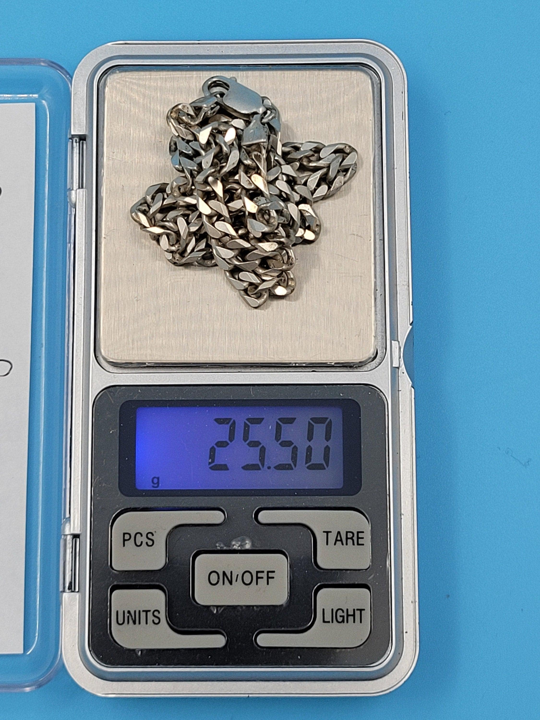 Vintage Sterling Silver Chunky Curb Link Chain Necklace 25.5g 25cm Long