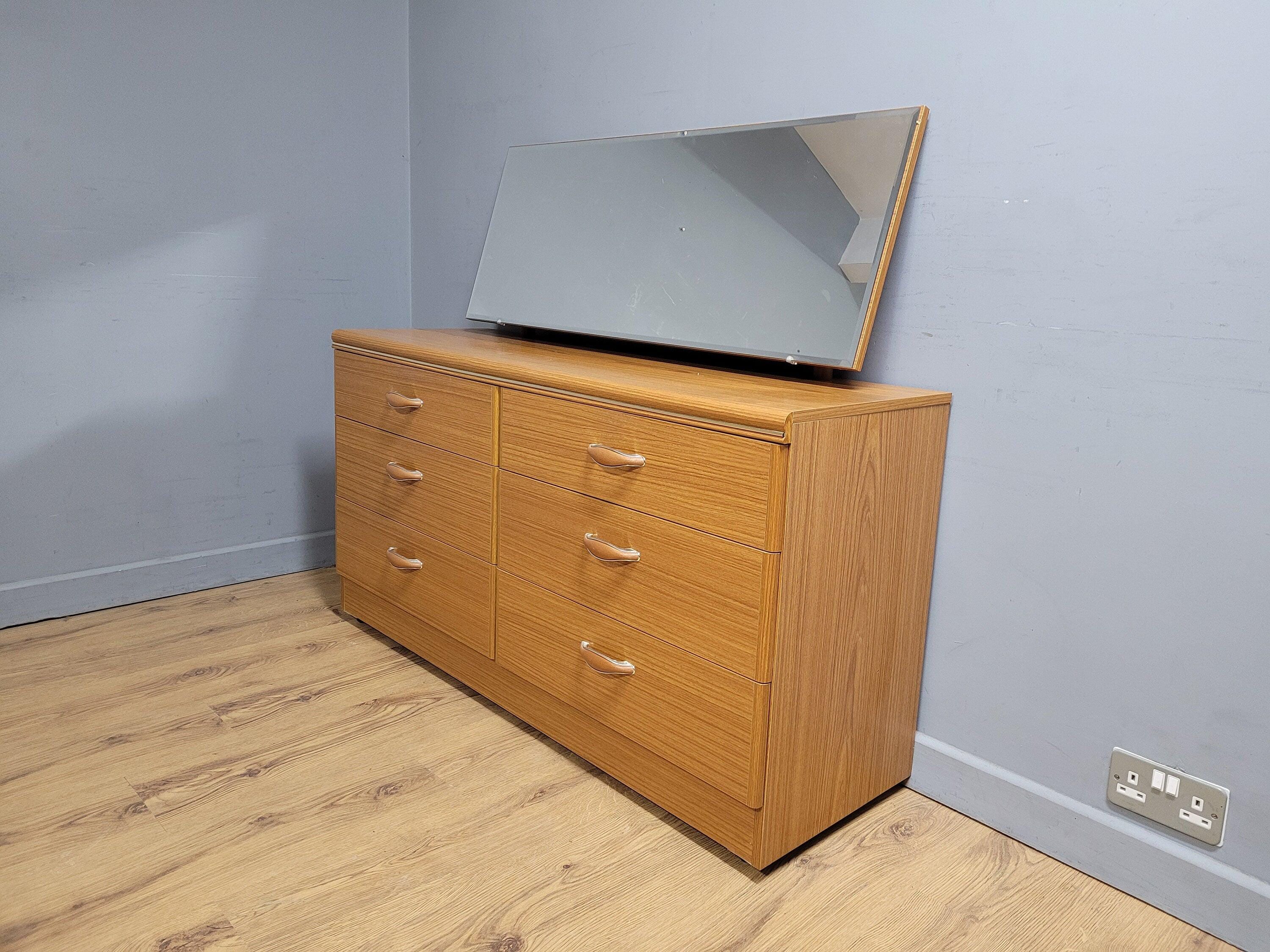 Mid Century Six Drawer Mid Century Sideboard On Casters Mirrored Dressing Table