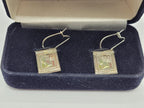 Vintage Sterling Silver Penny Black Stamp Designed Drop Earrings