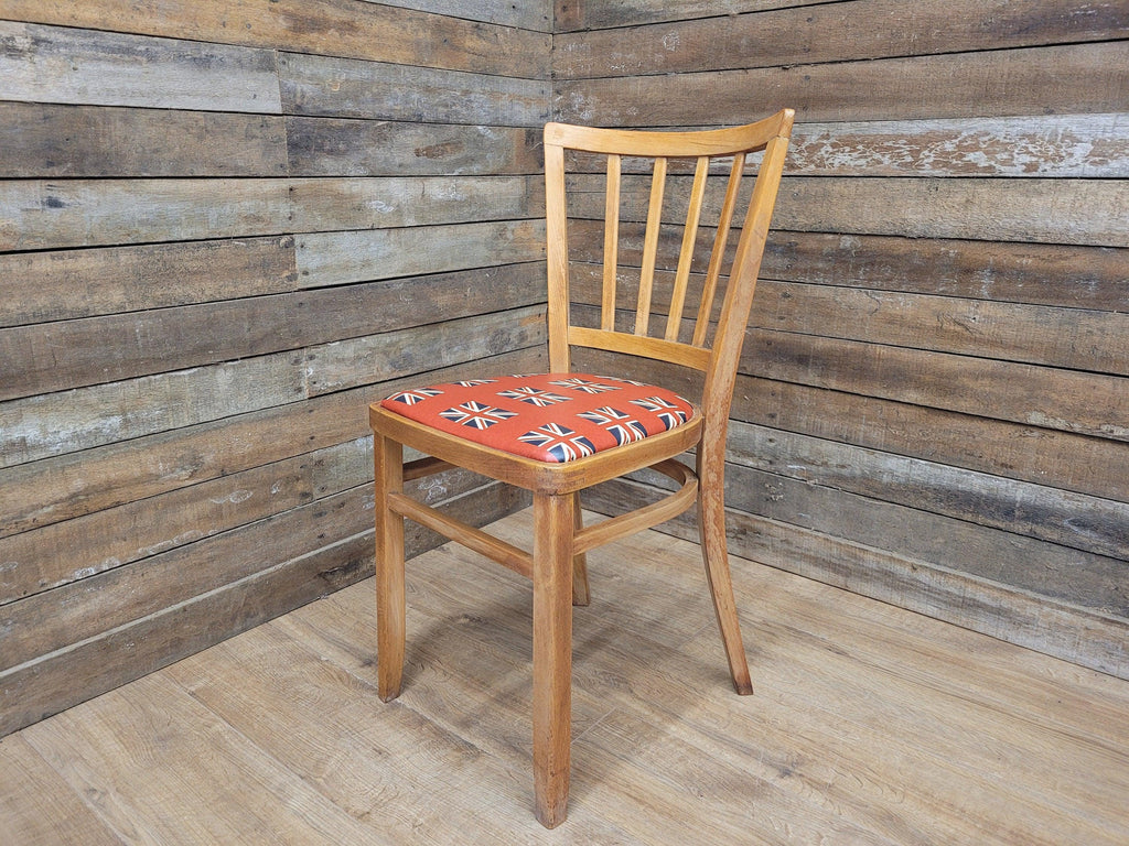Mid Century Blonde Bentwood Bedroom Office Desk Chair Union Jack Seat Retro Chic