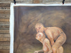 Large 6ft Surreal Oil Painting Grotesque Figures Modern Dark Expressionist Art