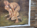 Large 6ft Surreal Oil Painting Grotesque Figures Modern Dark Expressionist Art