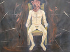 Large 6x7ft Surreal Oil Painting Nude Figure on Chair Modern Expressionist Art