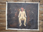 Large 6x7ft Surreal Oil Painting Nude Figure on Chair Modern Expressionist Art