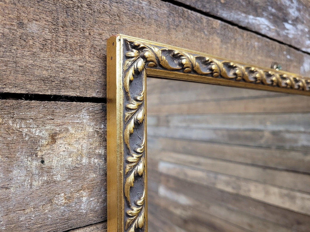Vintage Bevel Edged Style Distressed Gold Framed Over Mantle Wall Mirror