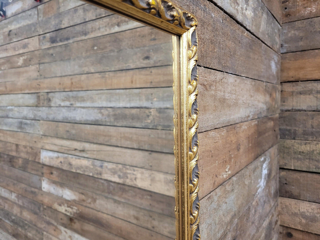 Vintage Bevel Edged Style Distressed Gold Framed Over Mantle Wall Mirror