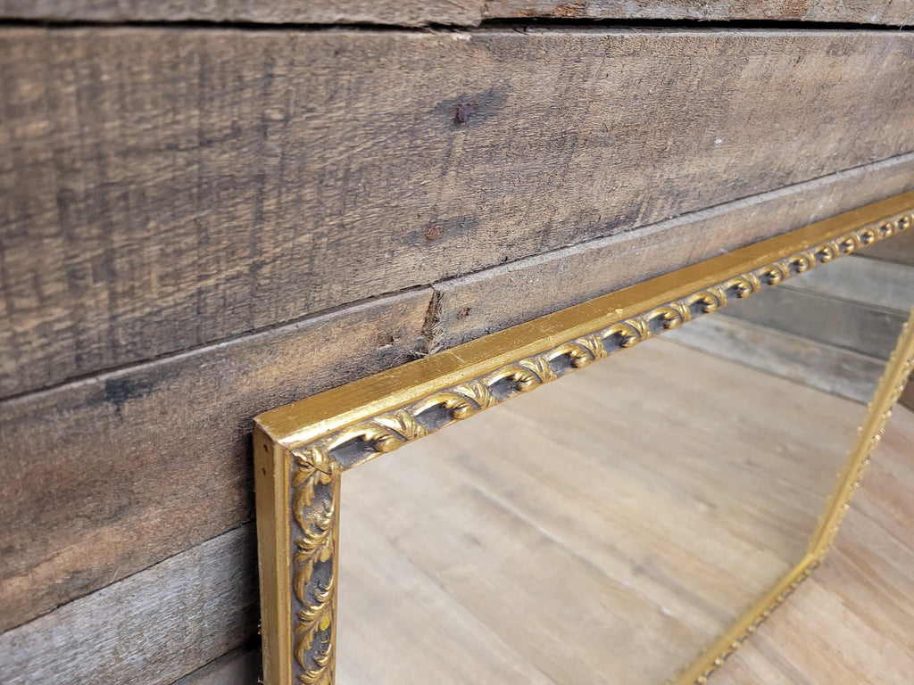 Vintage Bevel Edged Style Distressed Gold Framed Over Mantle Wall Mirror