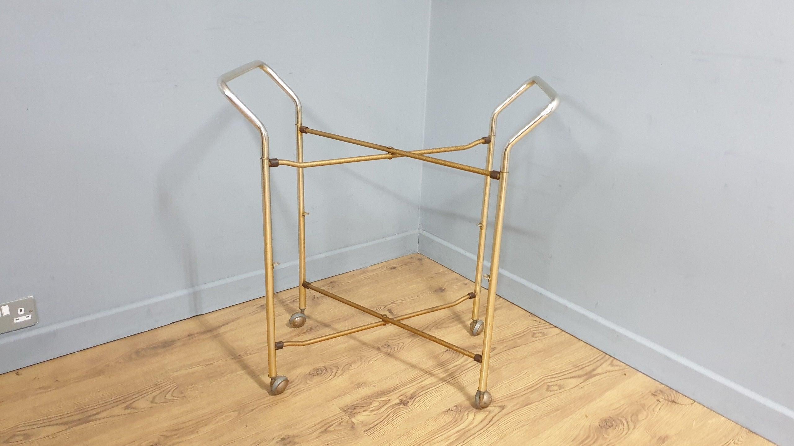 Mid Century Three Tier Retro Drinks Cocktail Trolley Removable Trays Foldable