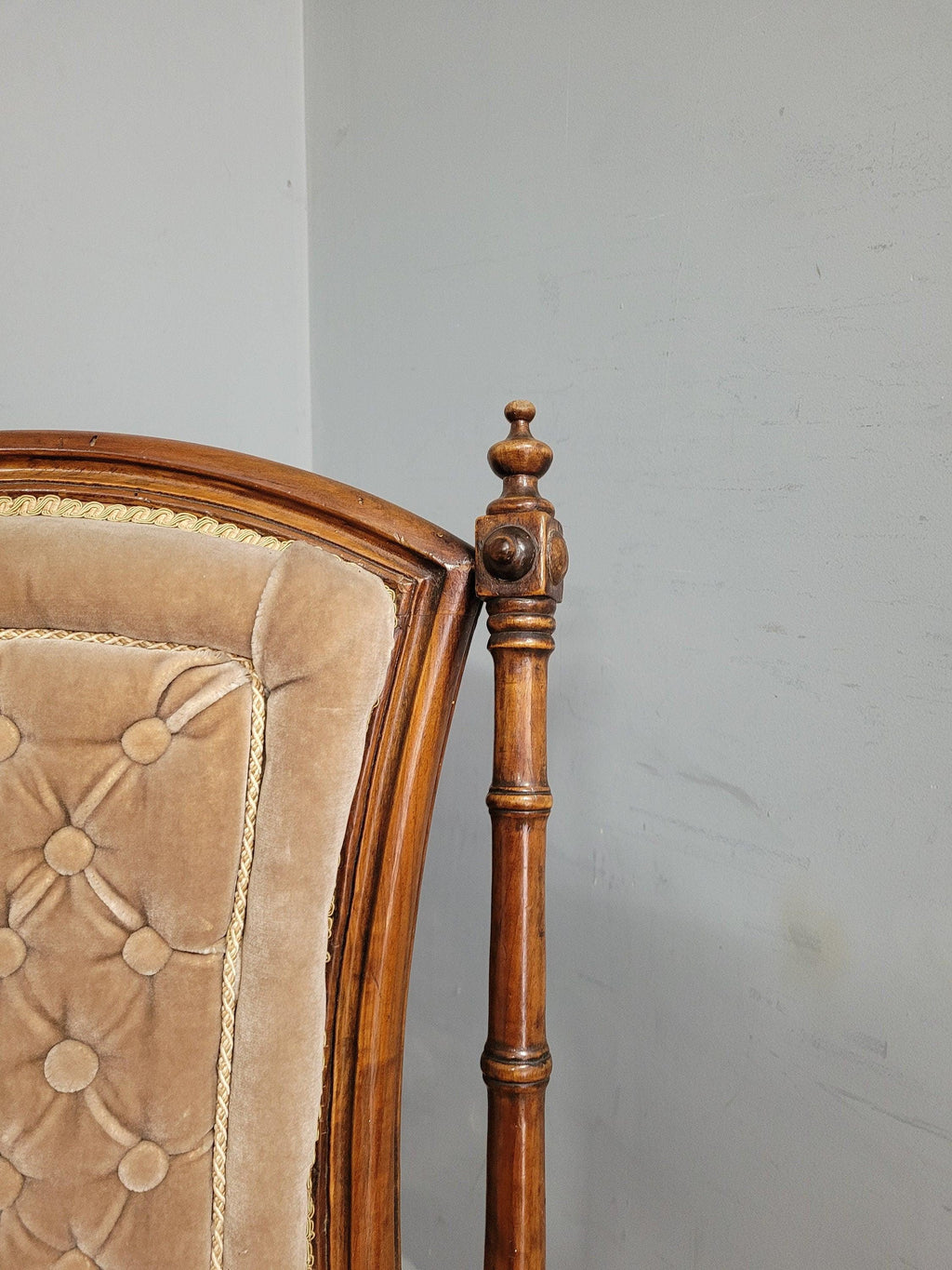 Antique Victorian Mahogany Buttoned Back Nursing Chair Carved Detail