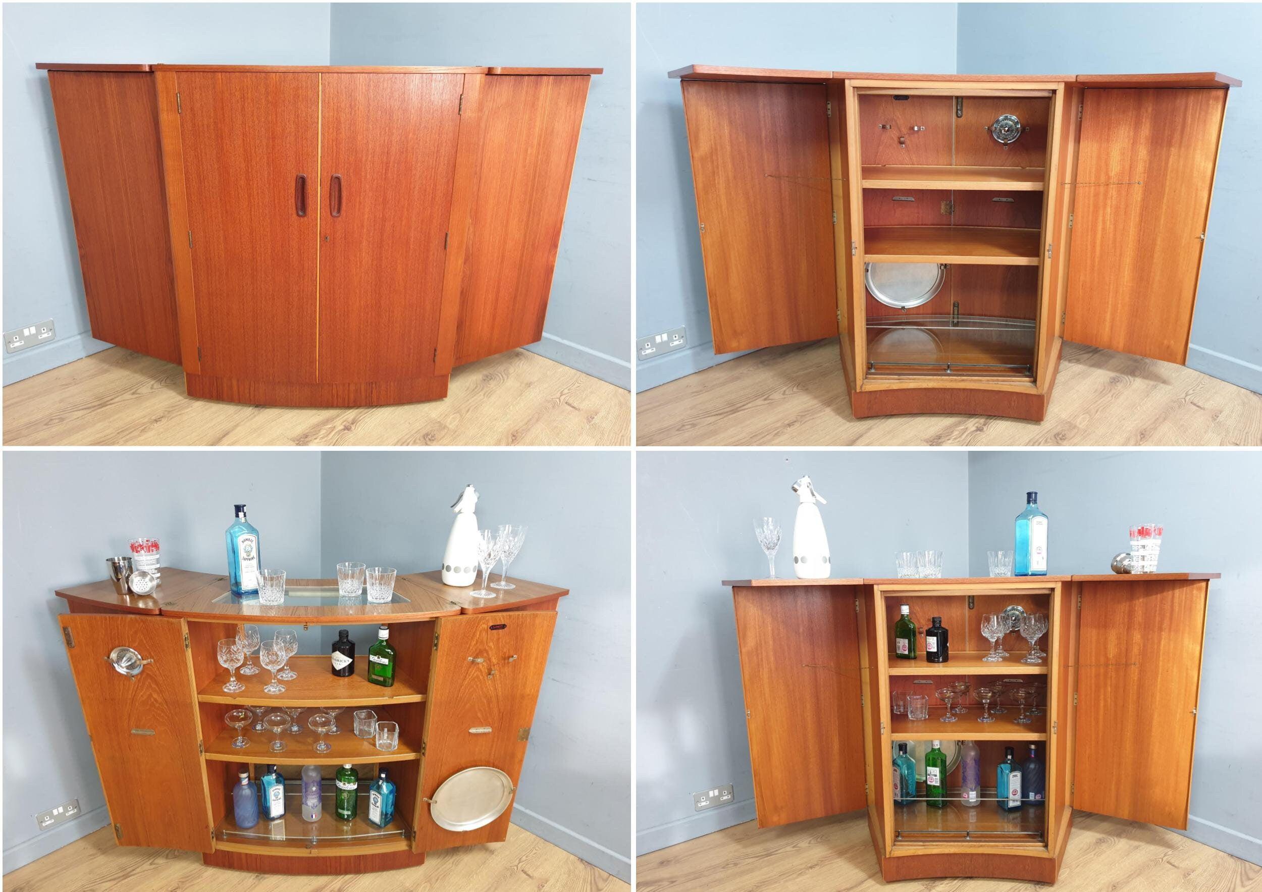 Fab! Mid Century Turnidge of London Teak Fold Out Bar Fits Corner *RARE*