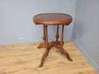 Vintage Inlaid Burr Walnut Occasional Table Turned Fluted Legs Finial Detail