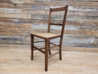 Antique Edwardian Oak Ladder Back Bergere Rattan Cane Seat Chair