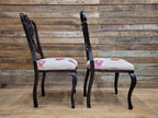 Two Antique Mahogany Victorian bedroom Chairs Carved Fret Back Cabriole Legs