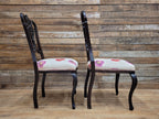 Two Antique Mahogany Victorian bedroom Chairs Carved Fret Back Cabriole Legs