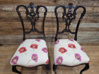 Two Antique Mahogany Victorian bedroom Chairs Carved Fret Back Cabriole Legs