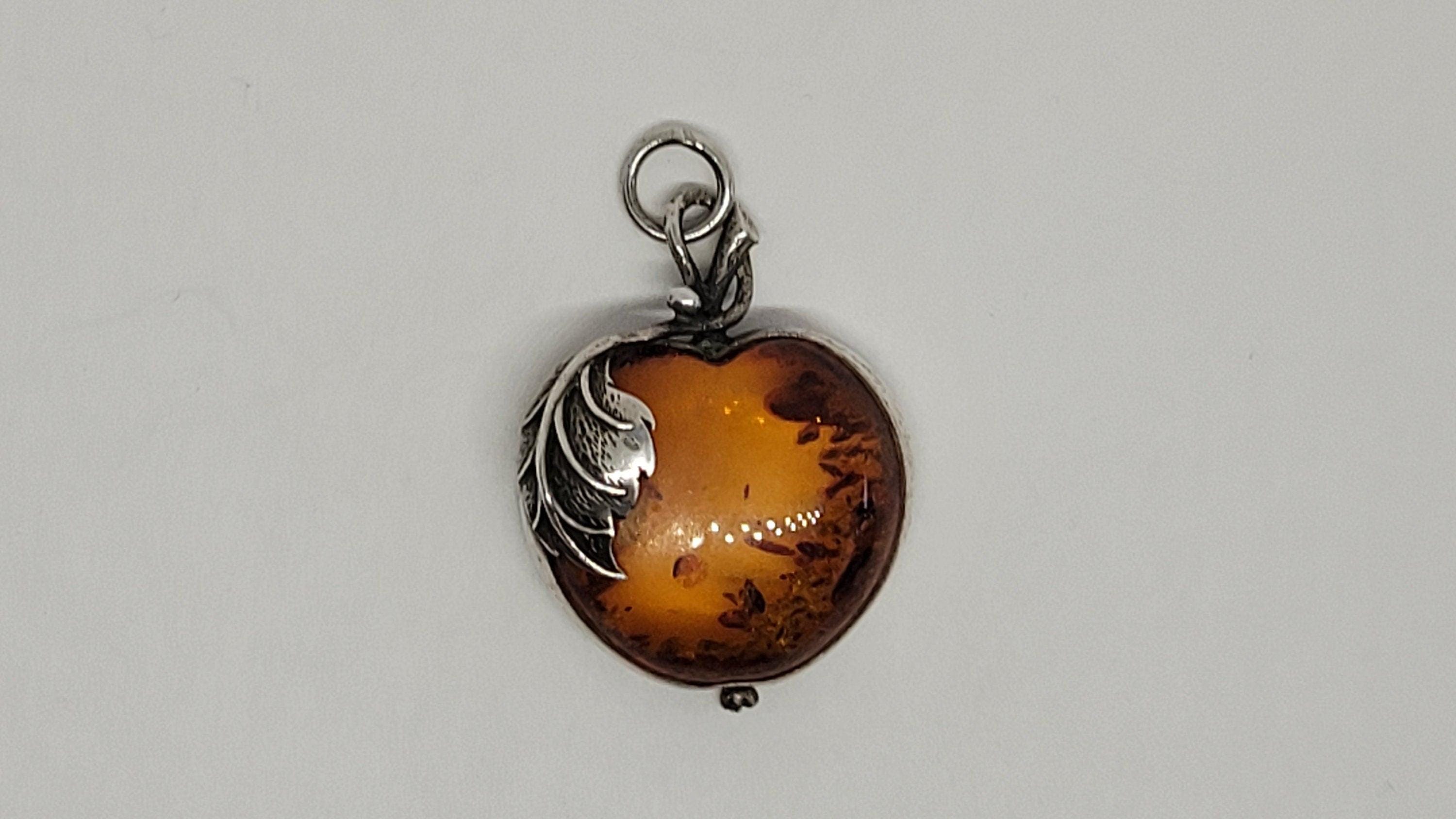 White Metal "Amber" Apple Shaped Bohemian Pendant