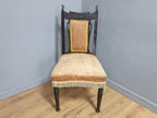 Victorian Antique Mahogany Ebonised Bedroom Chair Carved Back Detail
