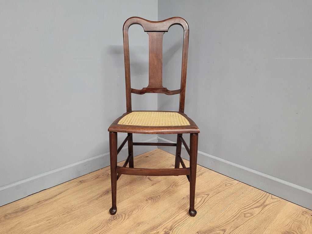 Antique Arts And Crafts Wood Framed Bergere Seat Hall Bedroom Chair