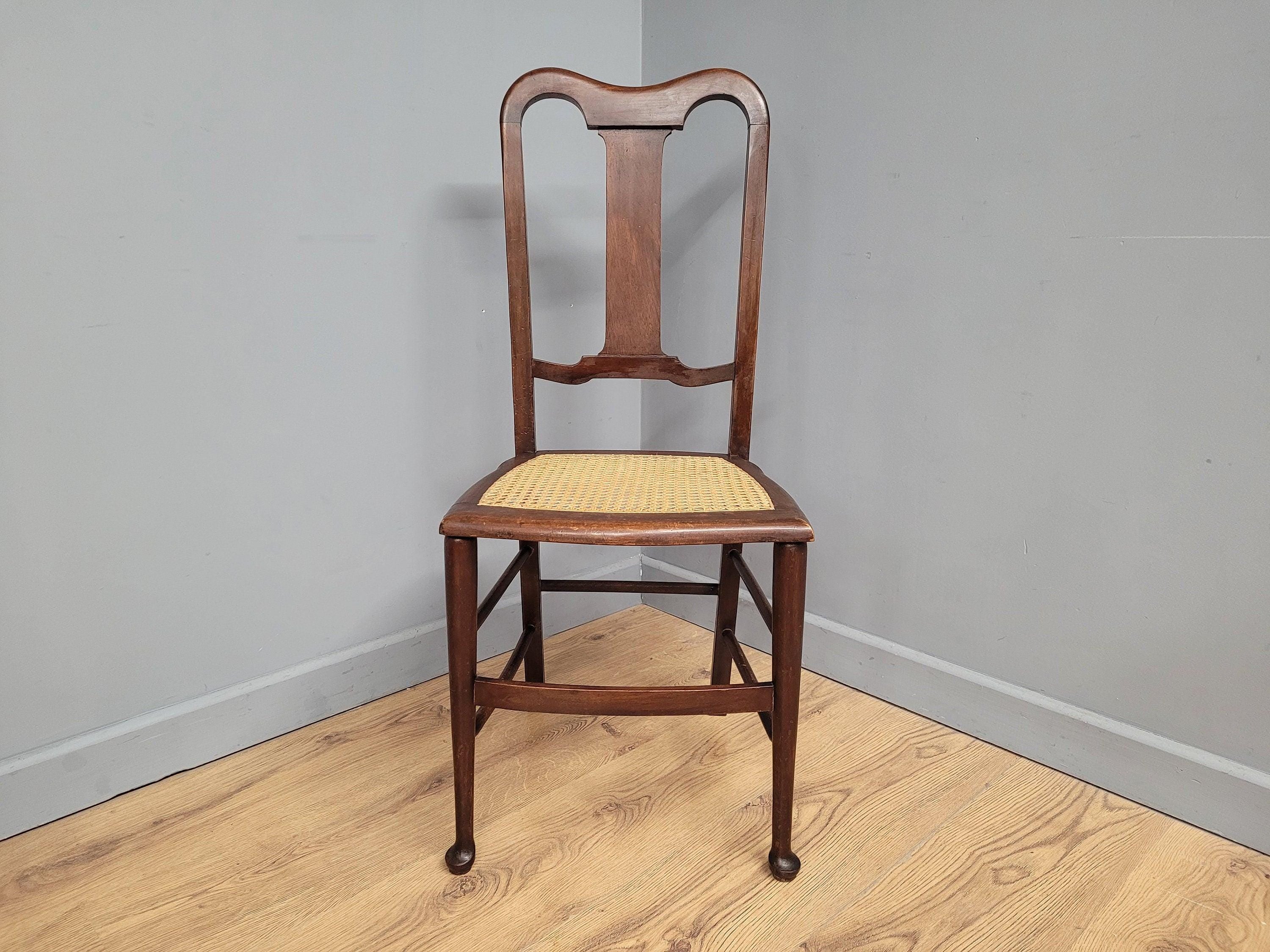 Antique Arts And Crafts Wood Framed Bergere Seat Hall Bedroom Chair