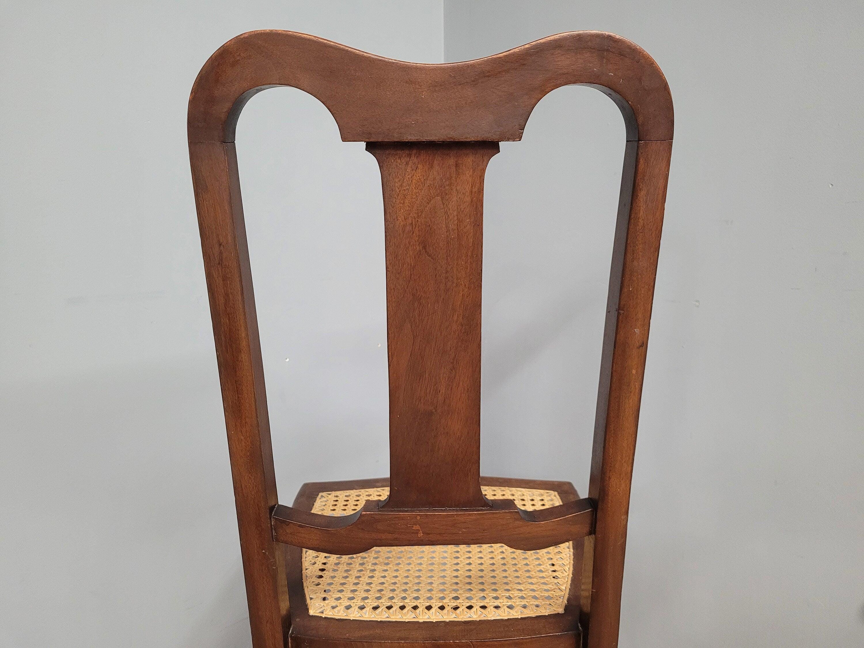 Antique Arts And Crafts Wood Framed Bergere Seat Hall Bedroom Chair