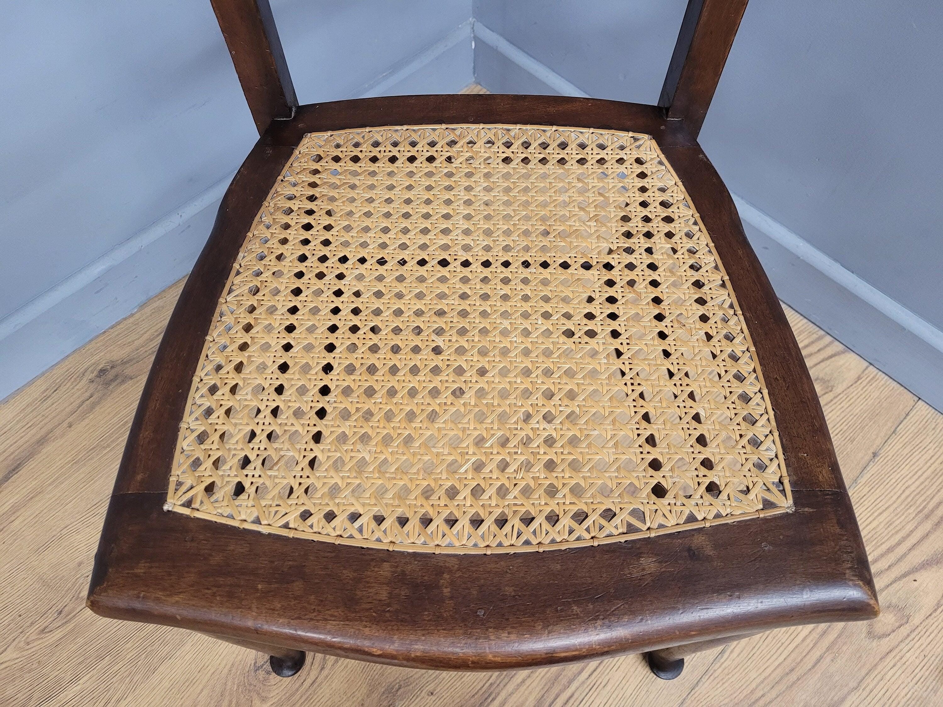 Antique Arts And Crafts Wood Framed Bergere Seat Hall Bedroom Chair