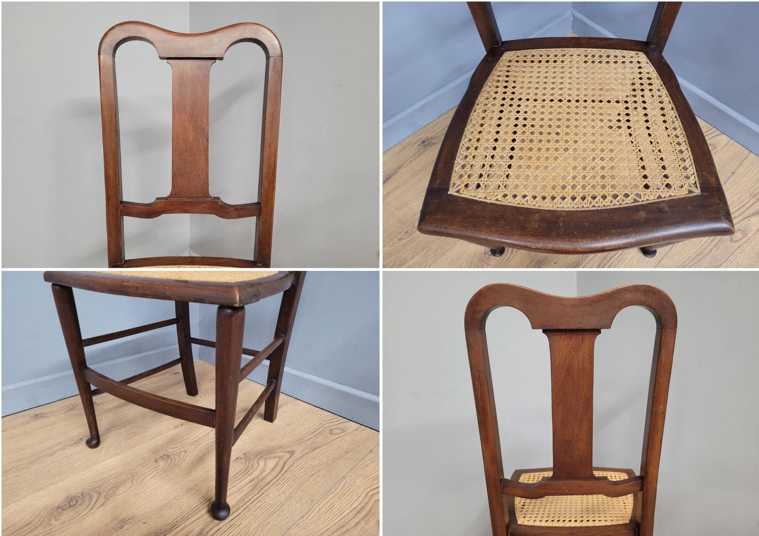 Antique Arts And Crafts Wood Framed Bergere Seat Hall Bedroom Chair