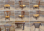 Antique Mahogany Edwardian Hall or Bedroom Chairs Fret Backs Striped Seat
