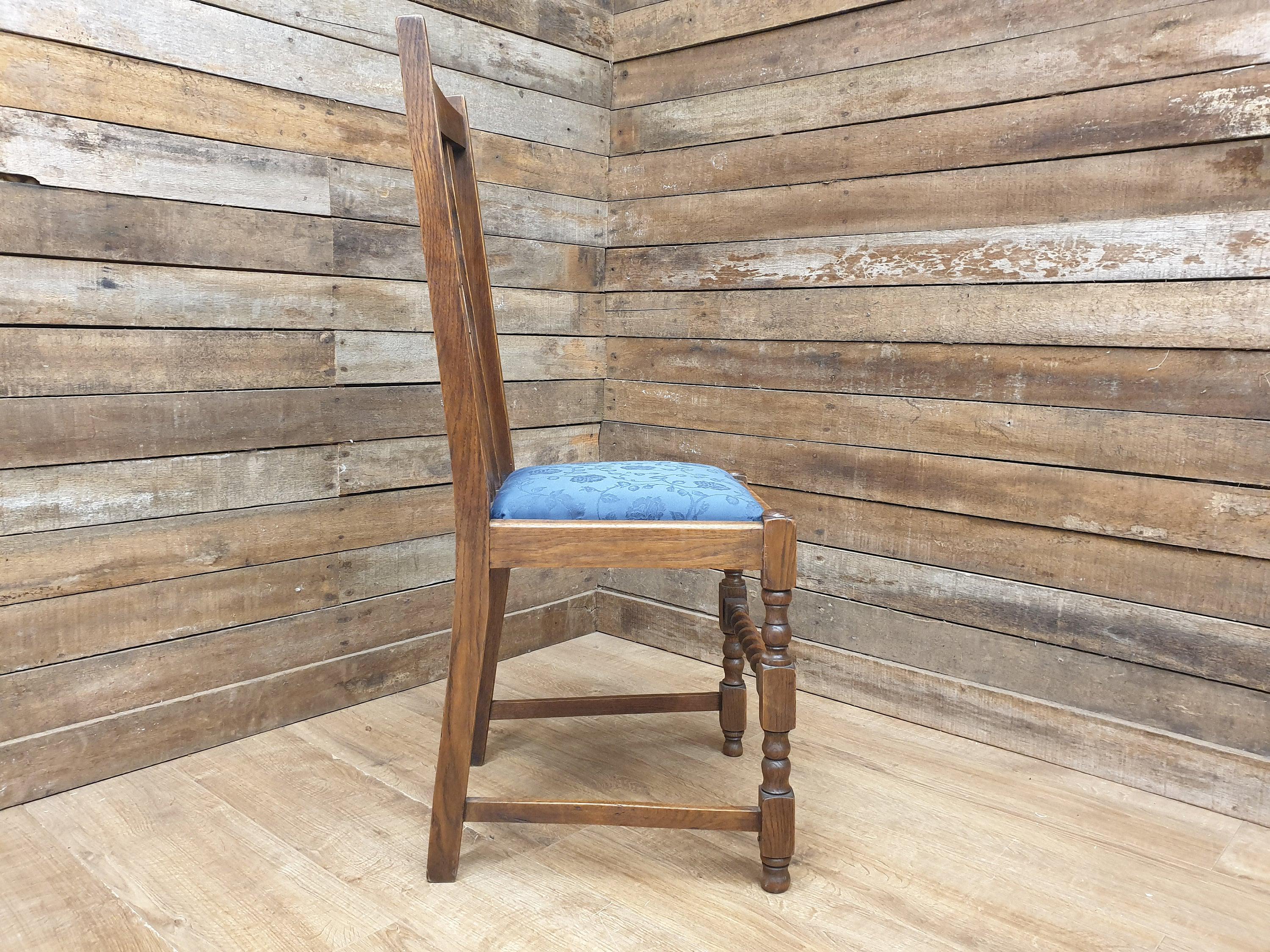 Vintage Early 20thC Barley Twist Oak Slat Back Hall or Bedroom Chair