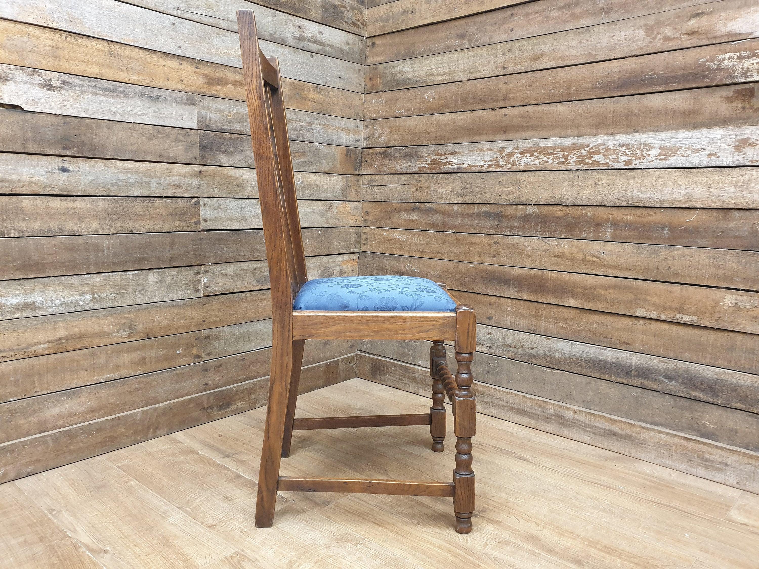 Vintage Early 20thC Barley Twist Oak Slat Back Hall or Bedroom Chair