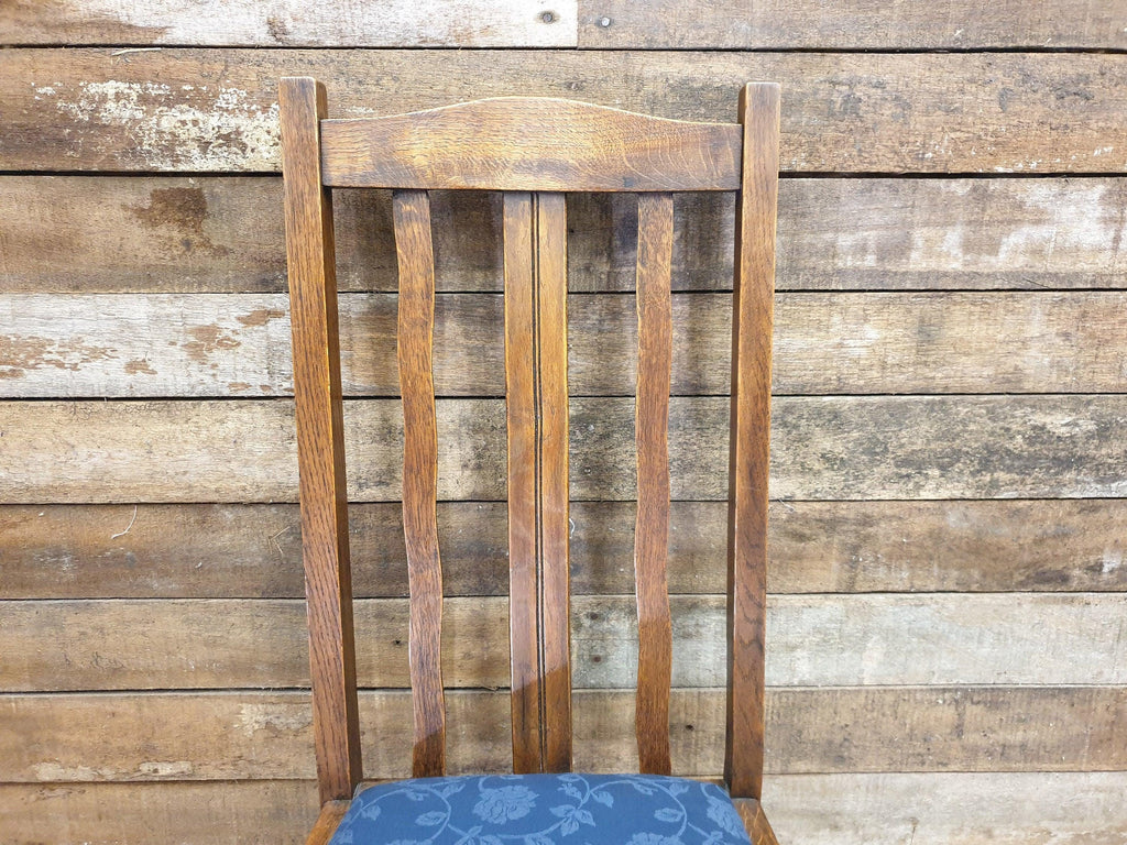 Vintage Early 20thC Barley Twist Oak Slat Back Hall or Bedroom Chair