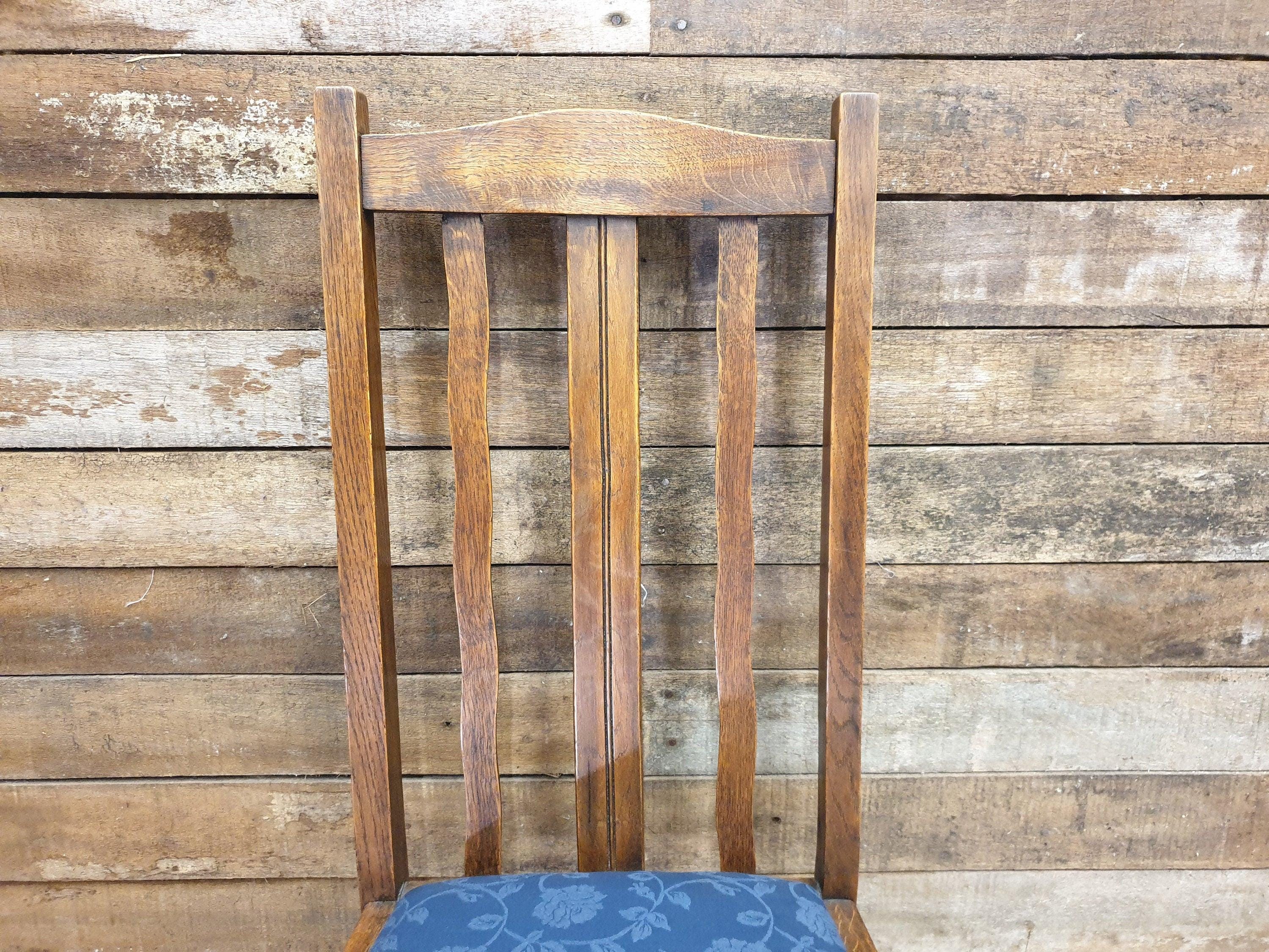 Vintage Early 20thC Barley Twist Oak Slat Back Hall or Bedroom Chair