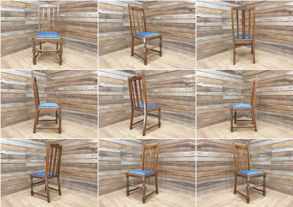 Vintage Early 20thC Barley Twist Oak Slat Back Hall or Bedroom Chair