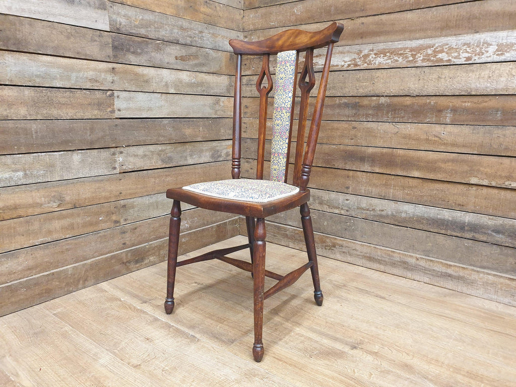 Antique Arts And Craft Mahogany Hall Bedroom Chair William Morris Upholstered
