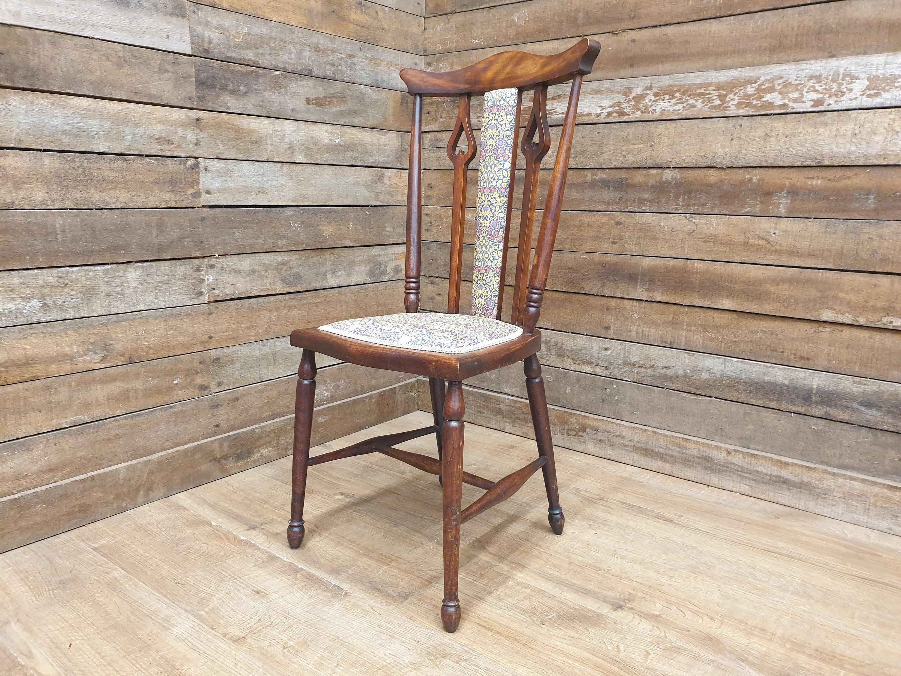 Antique Arts And Craft Mahogany Hall Bedroom Chair William Morris Upholstered