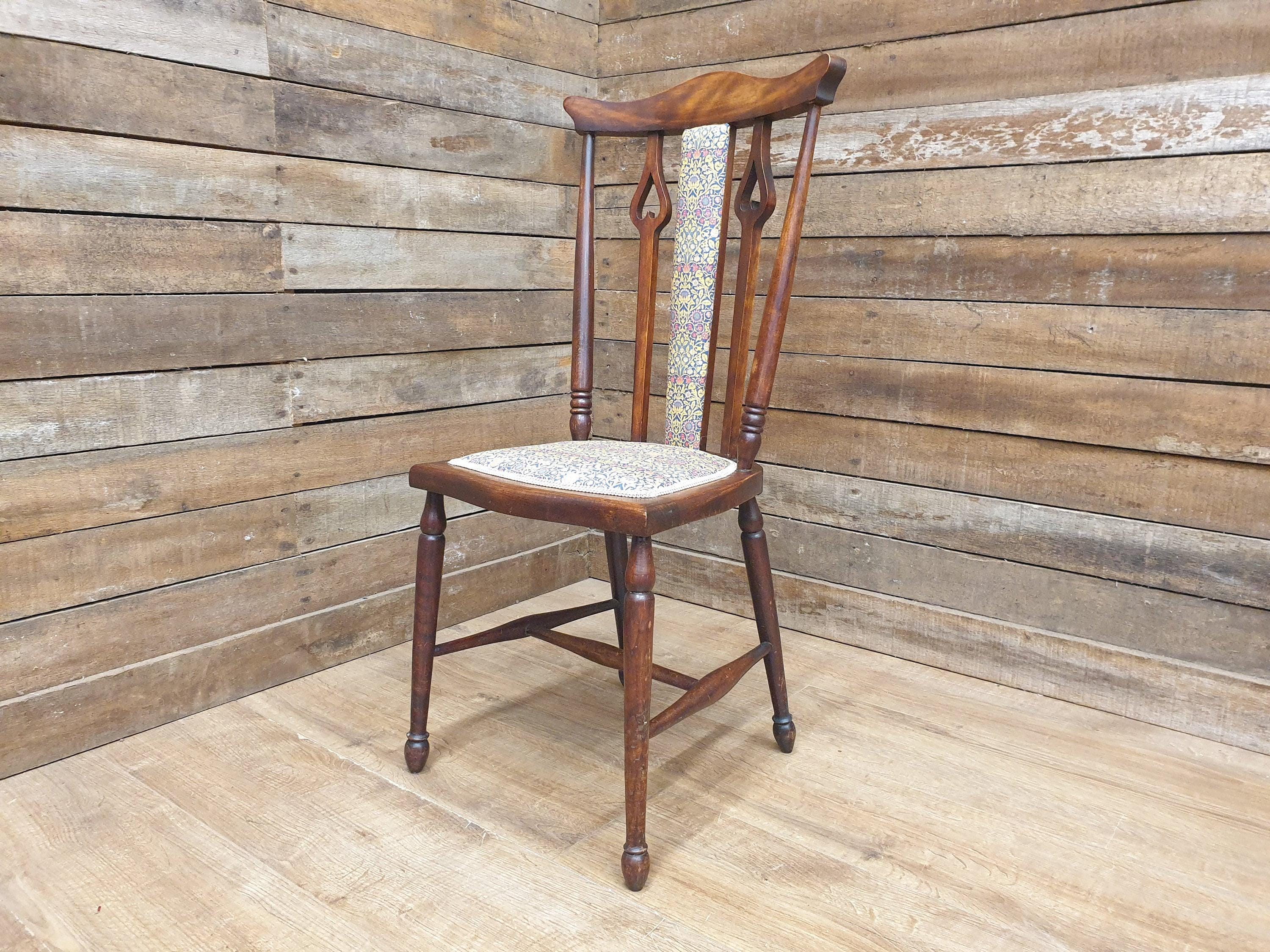 Antique Arts And Craft Mahogany Hall Bedroom Chair William Morris Upholstered