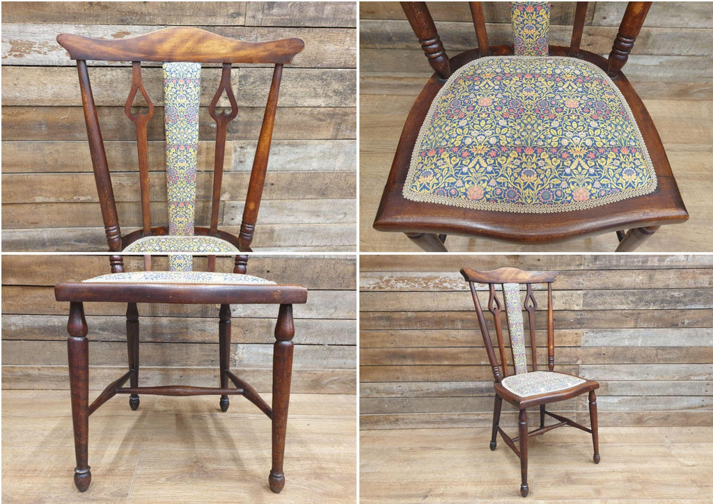 Antique Arts And Craft Mahogany Hall Bedroom Chair William Morris Upholstered