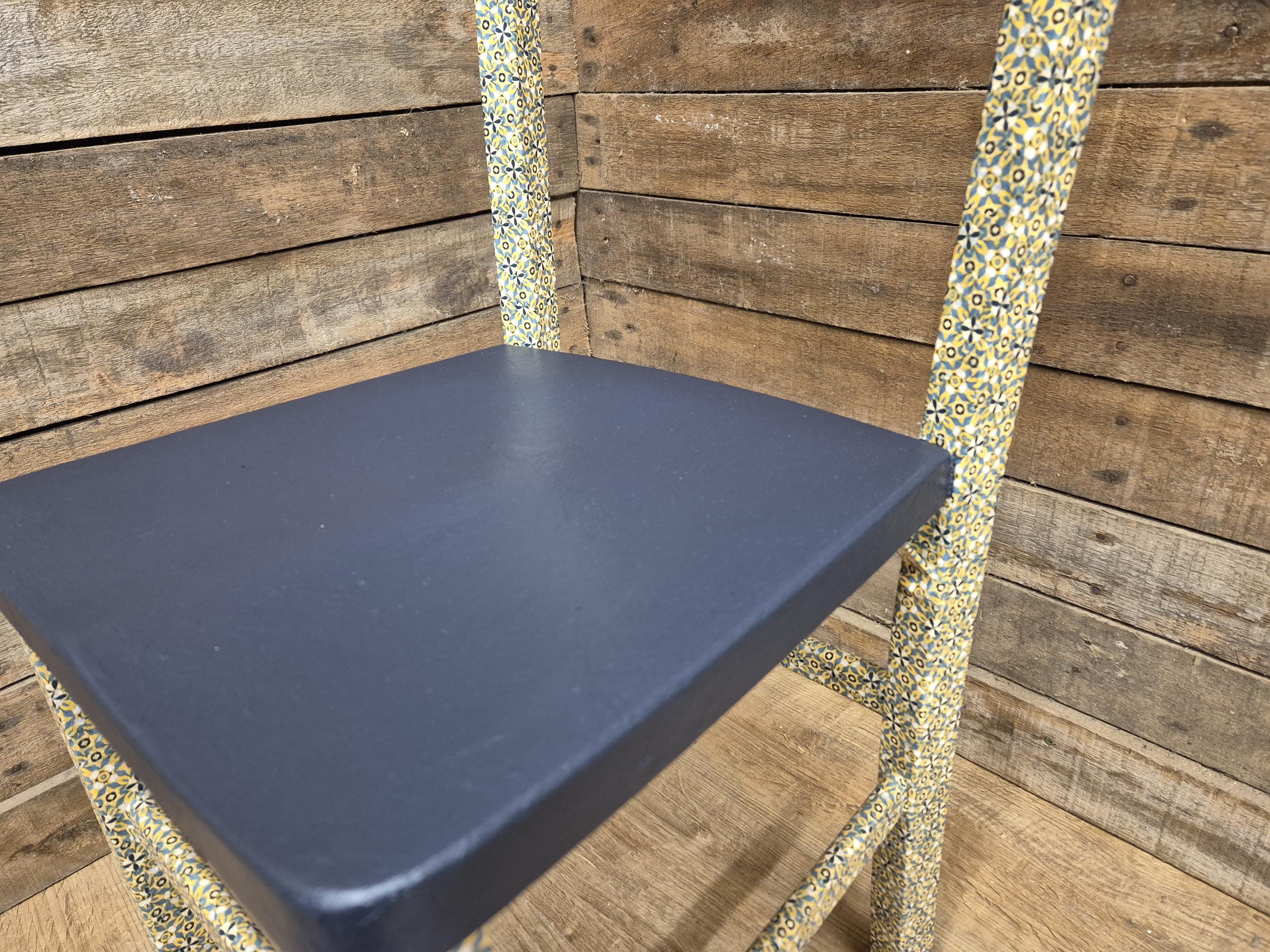 Vintage Upcycled Geometric Designed Decoupage Bedroom Hall Living Room Chair