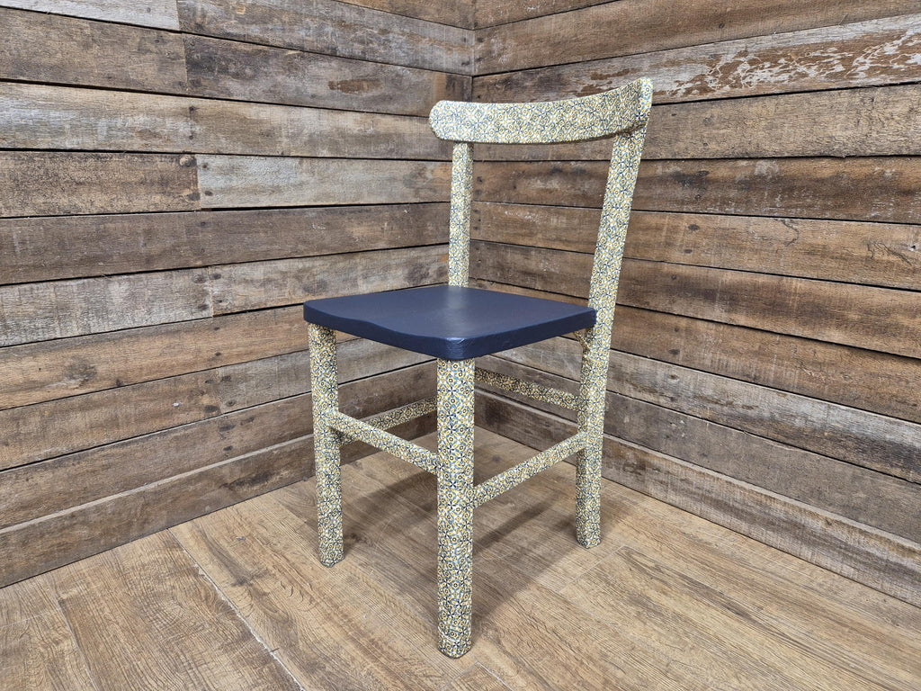 Vintage Upcycled Geometric Designed Decoupage Bedroom Hall Living Room Chair