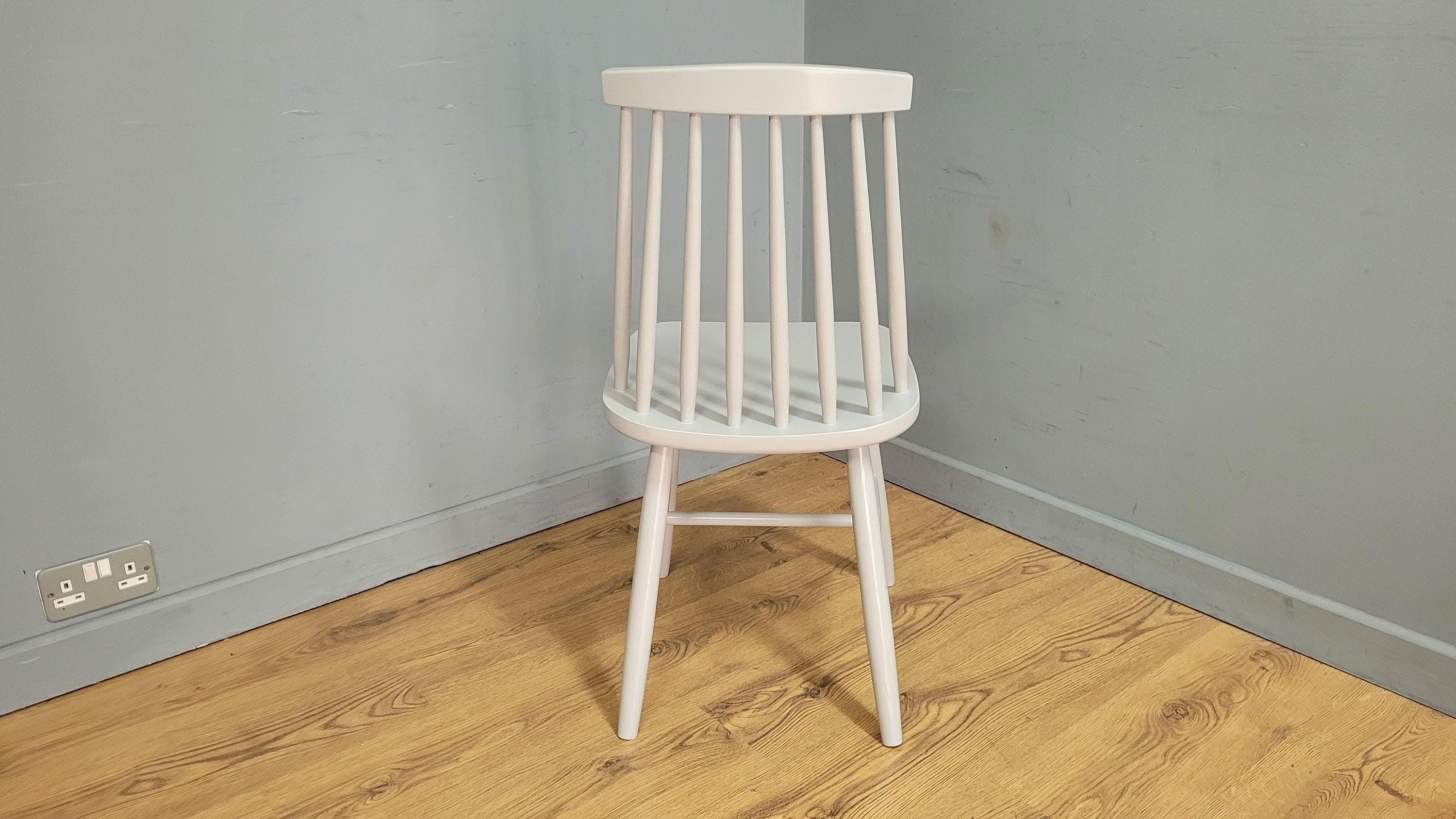 Mid Century Style Grey Stick Back Chair Ideal Bedroom Office Desk Chair