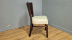 Dark Wood Side Chair – Ivory Faux Leather Seat Ideal Bedroom Office Desk Chair