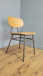 Mid Century Styled Ply Industrial Side Chair Metal Legs Stylish Ply Seat & Back